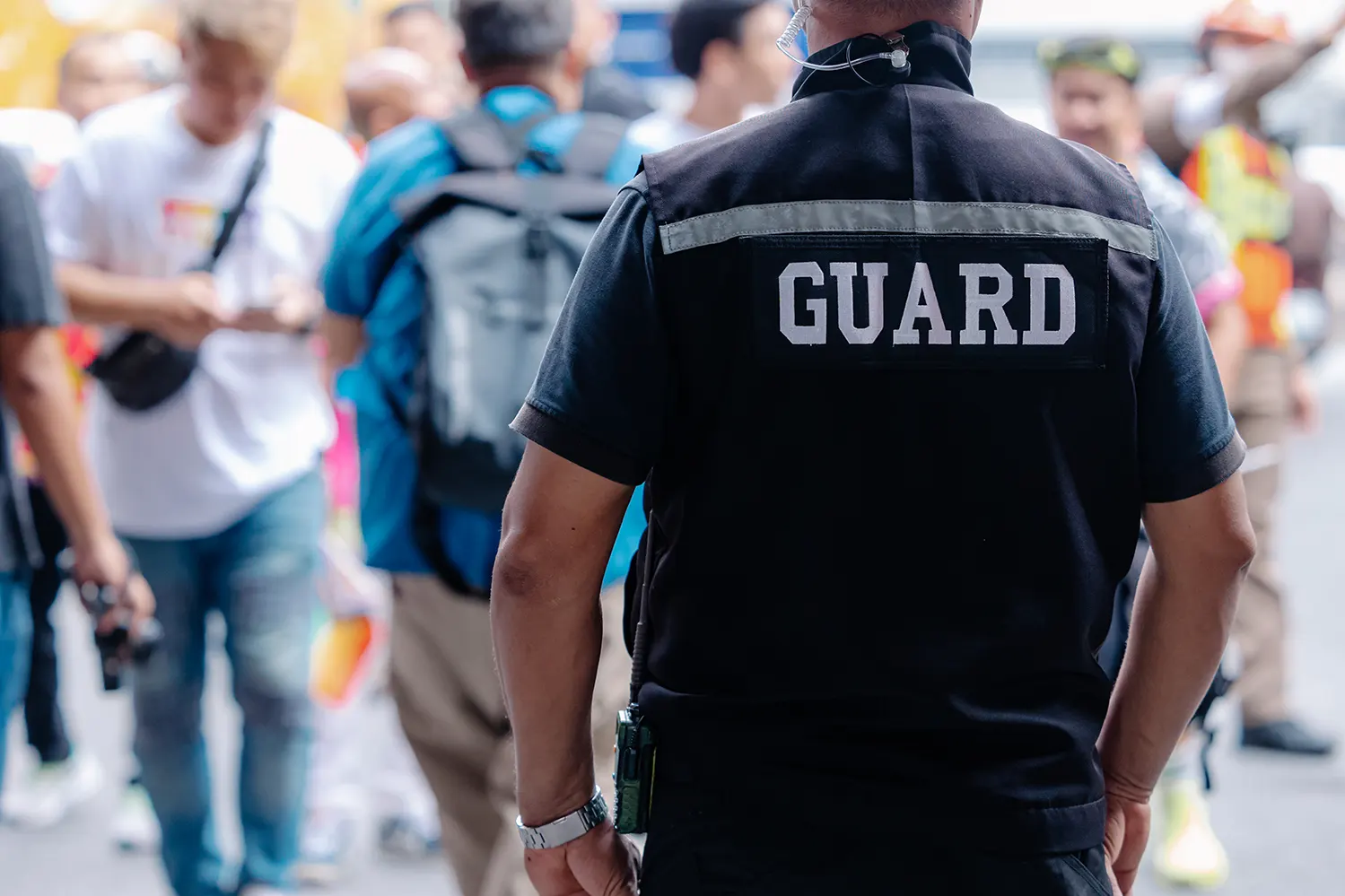 Security 2000 close-protection officer on duty at a corporate site